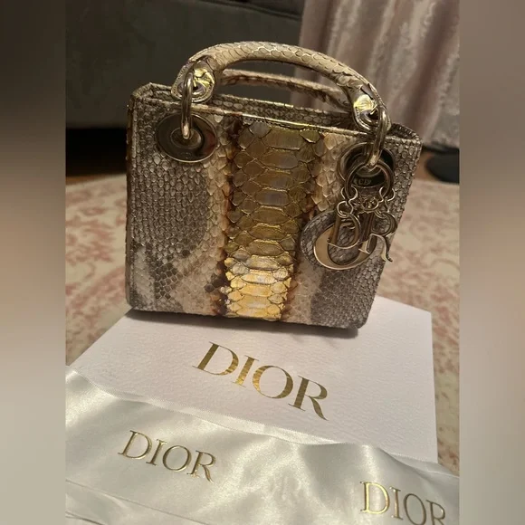 Lady Dior in Rare Gold/Bronze Python - Picture 4 of 14